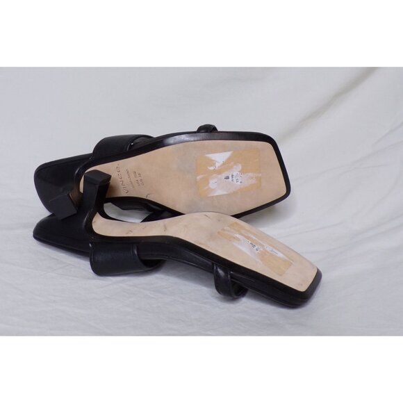 🆕VINCE Cora Kitten Heel Slide Sandal Shoe Leather 7.5 Black - Picture 16 of 16